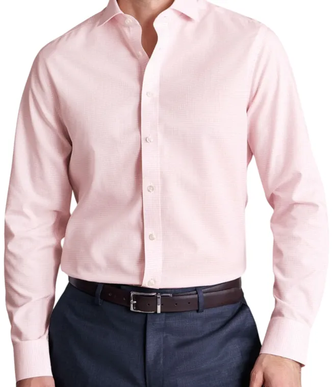 Pembe Poplin Kareli Gömlek